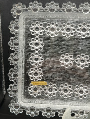 Поднос винтажный Beyer, с цветочным точечным декором, хрусталь, 33 х 18 см, Германия, 1970-80гг.