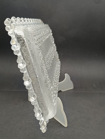 Поднос винтажный Beyer, с цветочным точечным декором, хрусталь, 33 х 18 см, Германия, 1970-80гг.