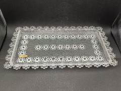 Поднос винтажный Beyer, с цветочным точечным декором, хрусталь, 33 х 18 см, Германия, 1970-80гг.