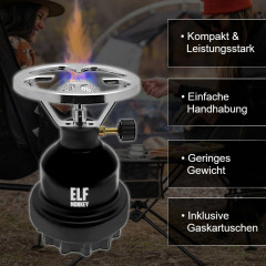 Elfmonkey Elfmonkey Gaskocher Campingkocher E190, Set Metall-Gaskocher 1-flammig Blau Газовая плита Elfmonkey походная E190, набор металлических газовых плит 1 пламя