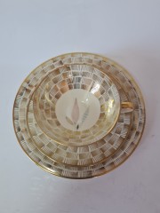 ELFENBEIN Чайное трио с обильной позолотой "Золотая флора", Германия, 1960-70гг.