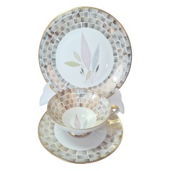 ELFENBEIN Чайное трио с обильной позолотой "Золотая флора", Германия, 1960-70гг.