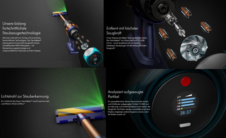 DYSON DYSON Akku-Stielstaubsauger Gen5Detect Absolute Staubsauger Kabellos Akkusauger Handstaubsauger, Beutellos, Akkusauger Kabelloser Akkuhandstaubsauger Handstaubsauger Beutellos Nachtblau/Kupfer Беспроводной пылесос DYSON Gen5Detect Абсолютный пылесос