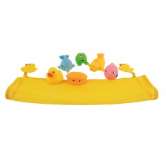bieco Badespielzeug Baby 7er Set inkl. Netz Tiere Wasserspielzeug Badewanne Badeente Badespielzeug Детский набор игрушек для ванной из 7 предметов