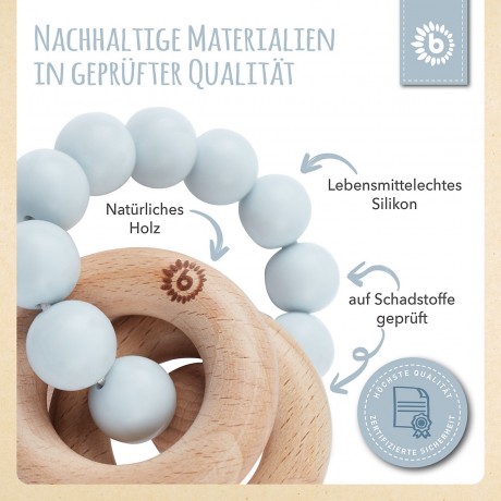 bieco Greifling Holz Natur mit Silikon Kugeln Baby Beissring 7cm Greifring 0 M Beissringe Клатча из натурального дерева с силиконовыми шариками Детское прорезыватель для зубов 7см Захватывающее кольцо 0 М Прорезыватель для зубов