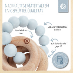 bieco Greifling Holz Natur mit Silikon Kugeln Baby Beissring 7cm Greifring 0 M Beissringe Клатча из натурального дерева с силиконовыми шариками Детское прорезыватель для зубов 7см Захватывающее кольцо 0 М Прорезыватель для зубов