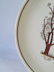 Набор тарелок винтажный ISG с изображением дома в лесу, фарфор, 6 шт., 25 x 2,5 см, Италия, 1960-70гг.