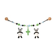 SindiBaba® Kinderwagenkette Panda PANCHO gehakelt mit Rasseln Цепочка для коляски Panda PANCHO связана крючком с погремушками