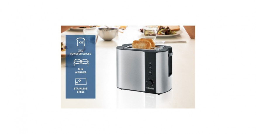 Severin Severin Automatik-Toaster AT 2589 edelstahl/schwarz, 800 Watt, fur 2 Scheiben Toast  edelstahl/schwarz Автоматический тостер Severin AT 2589 нержавеющая сталь/черный, 800 Вт, на 2 ломтика тостов