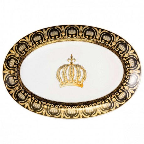 Tettau Tettau Rondo / Liane Pompoos Black Servierplatte oval 38,5x26 cm Tettau Rondo / Liane Pomp??s Сервировочная тарелка черная овальная 38,5x26 см