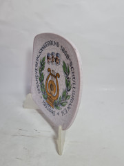 Тарелка декоративная винтажная Karlsruhe / Majolika с кракелюром "Sangerbund 1868", ручная роспись, керамика, 19 см, Германия, 1993г.