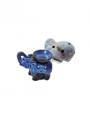 Подсвечник винтажный Zen Dekor "Синий и бирюзовый слоны", 2 шт., 9 х 11 см, Германия, 1970-80гг.