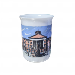 Кружка кофейная винтажная Echt Karslbader / HNC AG "Торговая площадь Ратуши" фарфор, 10 см, Германия, 1960-70гг.