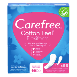 Carefree Slipeinlage Cotton Feel Flexiform ohne Duft 56 St, Карефри Ежедневные прокладки с хлопком Флексиформ 56шт, 3 упаковки (168 шт)