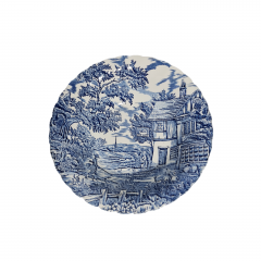 Тарелки винтажные Myott / Коллекция "The Huter" в сине-белых тонах, 6 шт., 23 см, фарфор, Англия, 1982 год.