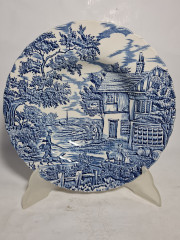 Тарелки винтажные Myott / Коллекция "The Huter" в сине-белых тонах, 6 шт., 23 см, фарфор, Англия, 1982 год.