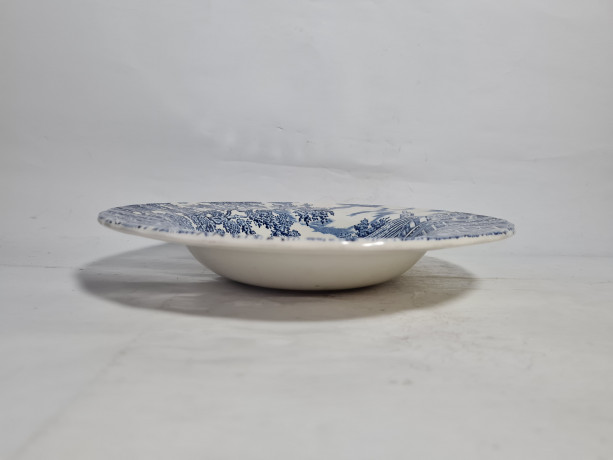 Тарелки винтажные Myott / Коллекция "The Huter" в сине-белых тонах, 6 шт., 23 см, фарфор, Англия, 1982 год.