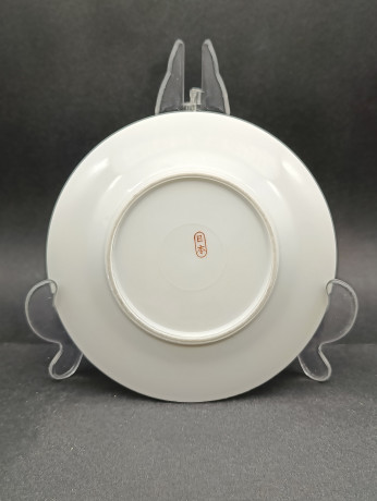 Набор винтажных тарелок, в сине-белых тонах, с традиционным японским сюжетом, 6 шт., фарфор, 15.5 см, Япония, 1970-80гг.