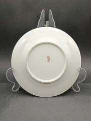 Набор винтажных тарелок, в сине-белых тонах, с традиционным японским сюжетом, 6 шт., фарфор, 15.5 см, Япония, 1970-80гг.