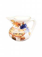 Кувшин винтажный Bayreuther, с ярким оранжево-фиолетовым декором, керамика, 19 х 15 см, Германия, 1960-70гг.