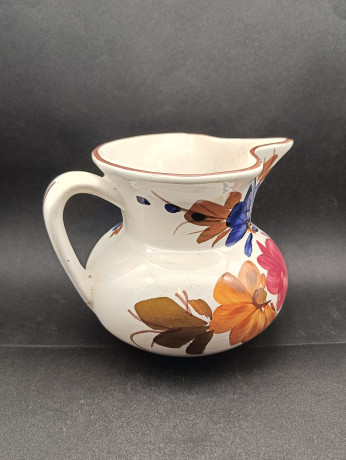 Кувшин винтажный Bayreuther, с ярким оранжево-фиолетовым декором, керамика, 19 х 15 см, Германия, 1960-70гг.