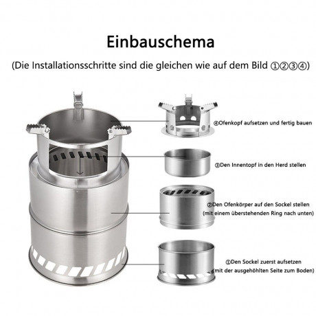 GelldG GelldG Reiskocher Holzofen Camping, Campingkocher, Holzofen Tragbar Edelstahl  Рисоварка GelldG, дровяная печь, кемпинговая печь, дровяная печь, портативная, из нержавеющей стали