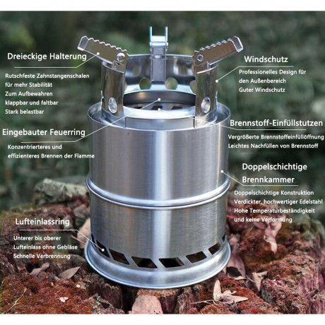 GelldG GelldG Reiskocher Holzofen Camping, Campingkocher, Holzofen Tragbar Edelstahl  Рисоварка GelldG, дровяная печь, кемпинговая печь, дровяная печь, портативная, из нержавеющей стали