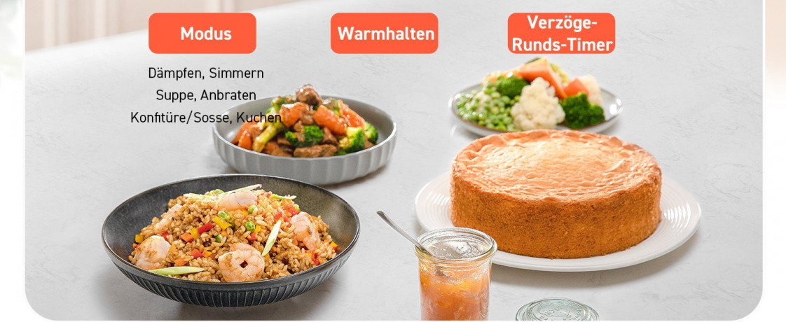 Cosori Cosori Multikocher CRC-R501-KEU + Zubehor, 970,00 W, 5,00 l Schussel,Reis und Getreide, kochen, dampfen, backen, Suppen, warmhalten, Timer  Мультиварка Cosori CRC-R501-KEU + аксессуары, 970,00 Вт, чаша 5,00 л, рис и крупы, приготовление, приготовле