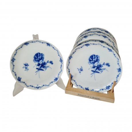 Набор винтажных фарфоровых тарелок Furstenberg, белый фарфор с синим цветочным декором, 6 шт х 18 x 2 см, Германия, 1960-70гг.