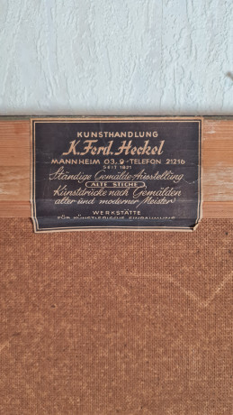 Картина винтажная K.Ferd.Heckel "Девушка и учительница игры на фортепиано", в деревянной раме, 67 x 55 см, Германия, 1960-1970гг.