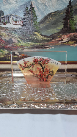 Декоративная 3Д картина в стекле "Дерево. Китай", 18,5 x 3 x 11,5 см, Германия, 1960-70гг.  