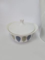 Thomas Чайный фарфоровый набор "Листья" в зелено-синих тонах: чайник, молочник, сахарница, Германия, 1960-70гг.