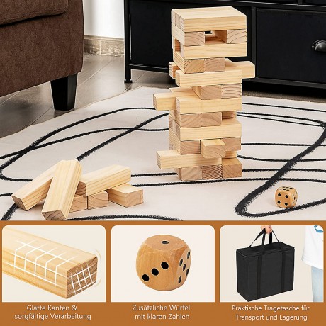 COSTWAY Wackelturm 54 Blocke aus Kiefernholz Качающаяся башня из 54 блоков из сосны.