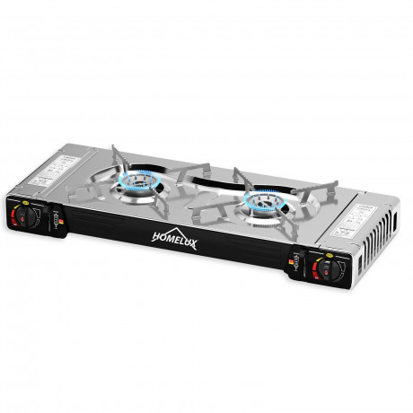 HOMELUX HOMELUX Gaskocher Edelstahl Campingkocher 2 flammig mit Gaskartuschen fur Grill Camper, (0-St), 2 x 2,5KW  Газовая плита HOMELUX походная из нержавеющей стали, 2 пламени с газовыми баллонами для кемпера-гриля, (0 шт.), 2 x 2,5 кВт