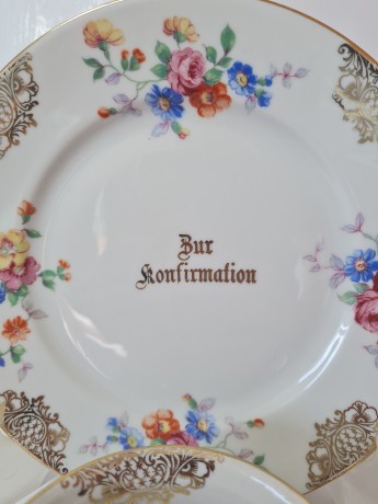 Чайное трио винтажное Schwarzenhammer с обильным позолоченным декором и букетами цветов, ручная роспись, Германия, 1960-70гг.