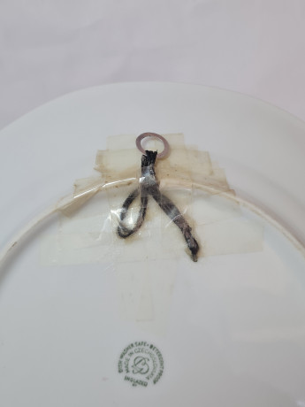 Тарелка декоративная Inglazed Czechoslovakia, белый фарфор с рисунком в коричневых тонах "Птицы", 24,5 x 3 см, Чехословакия, 1970-80гг.