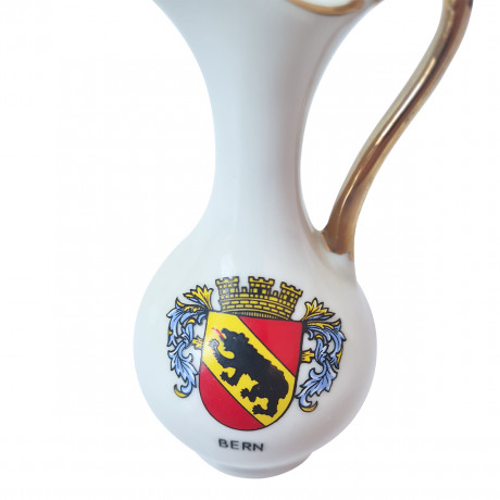 Ваза винтажная "Берн" с золотой ручкой и гербом, фарфор, 8.5 x 4см, Германия, 1960-70гг.