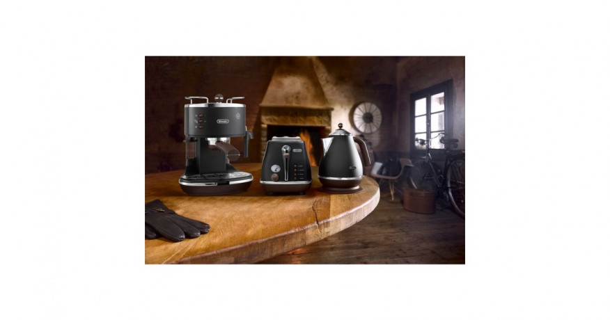 DeLonghi DeLonghi Icona Vintage ECOV 311.BK, Espressomaschine schwarz/silber (glanzend)  schwarz, silber (glanzend) DeLonghi Icona Vintage ECOV 311.BK, кофемашина черный/серебристый (глянцевый)