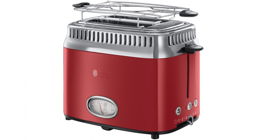 Russell Hobbs Russell Hobbs Retro Ribbon Red Toaster rot/edelstahl, 1.300 Watt, fur 2 Scheiben Toast  rot/edelstahl Тостер Russell Hobbs Retro Ribbon Red, красный/нержавеющая сталь, 1300 Вт, для 2 тостов