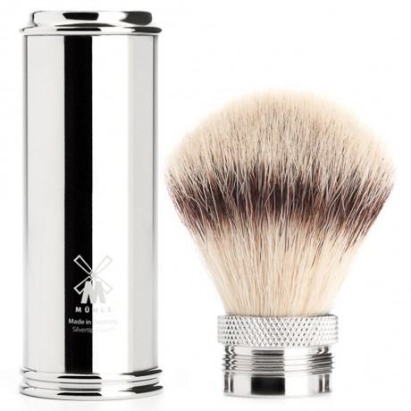 Muhle TRAVEL Reiserasierpinsel Silvertip Fibres© silver  Дорожный помазок TRAVEL Silvertip Fibres© серебристый
