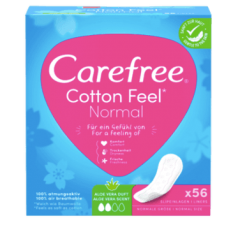 Carefree Slipeinlage Cotton Aloe Normal 56 St, Карефри Прокладки ежедневные Нормал с алоэ, 56шт, 2 упаковки (112 шт)