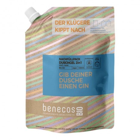 benecos Gin Duschgel 2in1 Haut+Haar Refill  Джин гель для душа 2в1 кожа+волосы наполнитель