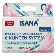 ISANA Pace 6 Lady Лезвия для бритвы система 6 лопастей с полоской лаванды 4 шт.