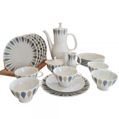 Thomas Чайный фарфоровый набор "Листья" в зелено-синих тонах, Германия, 1960-70гг.