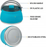 KINOMI KINOMI Wasserkessel Silikon-Faltkessel-Set tragbar Faltkessel Silikonschale Faltbecher, Edelstahl (Outdoor-Kochgeschirr, Ultraleicht), Campingkessel Reisekessel Blau Чайник KINOMI Силиконовый складной набор чайников Портативный складной чайник Сили