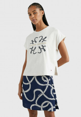 Tommy Hilfiger ROPE LOGO RELAXED FIT  Print T-shirt weathered white ROPE LOGO RELAXED FIT Футболка с принтом выветрившийся белый