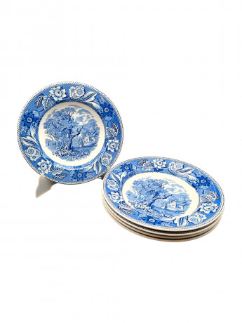 Тарелки винтажные Wood & Sons, Коллекция "Woodland", фарфор, 5 шт., 23 см, Великобритания, 1960-70гг.