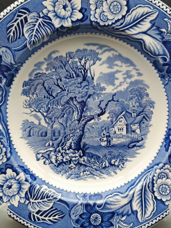 Тарелки винтажные Wood & Sons, Коллекция "Woodland", фарфор, 5 шт., 23 см, Великобритания, 1960-70гг.