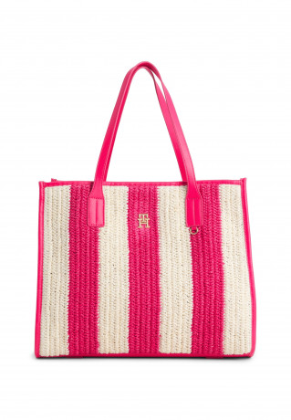 Tommy Hilfiger CITY SUMMER TOTE CROCHET Tote bag bright cerise pink CITY SUMMER TOTE CROCHET Сумка-тоут ярко-вишнево-розовый