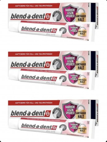 blend-a-dent Haftcreme Plus Barriere gegen Speisereste geschmacksneutral, 40 g x 3stk, Крем-клей для фиксации зубных протезов Plus Барьер против остатков пищи, без вкусовых добавок, 40 г х 3 штуки